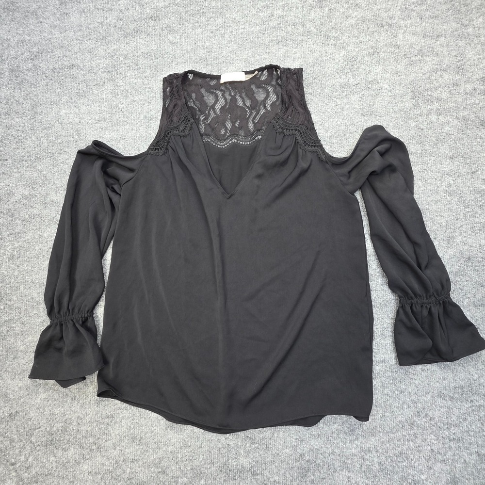 RAMY‎ BROOK Abigail Black Lace Cold Shoulder Blouse Women's XS Black